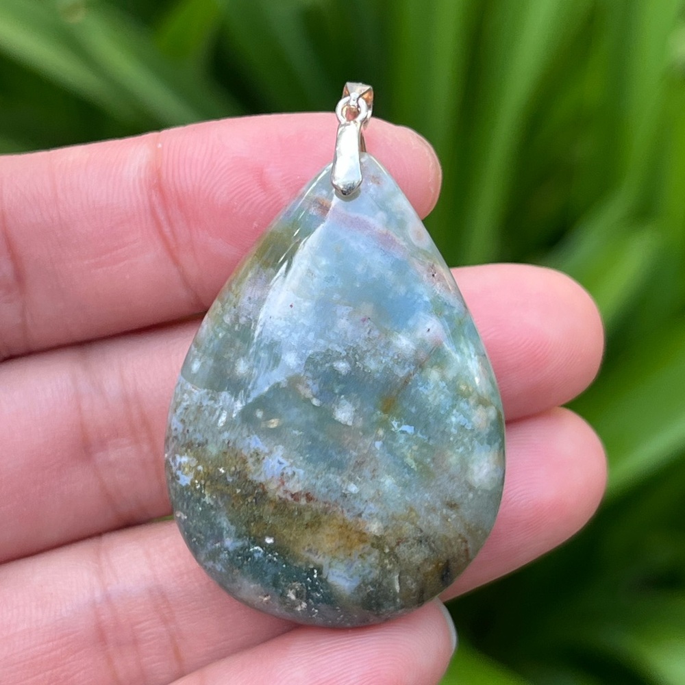 925 silver plated ocean jasper chubby teardrop pendant 2014